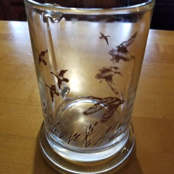 Vintage 80s Avon Clear Glass Brown Canadian Geese Beer Stein Mug - Picture 2 of 7